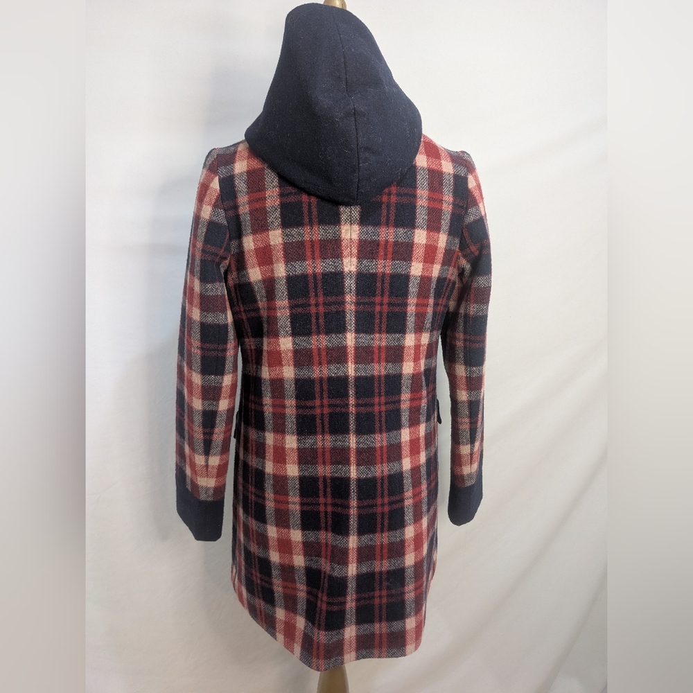 Madchen Navy/Red Plaid Wool Utility Jacket S Taylor Swift Zoey Deschanel - Picture 6 of 10